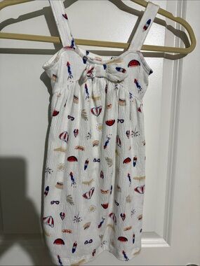 Carter's White Sundress with Red, Blue & Tan Summer Print